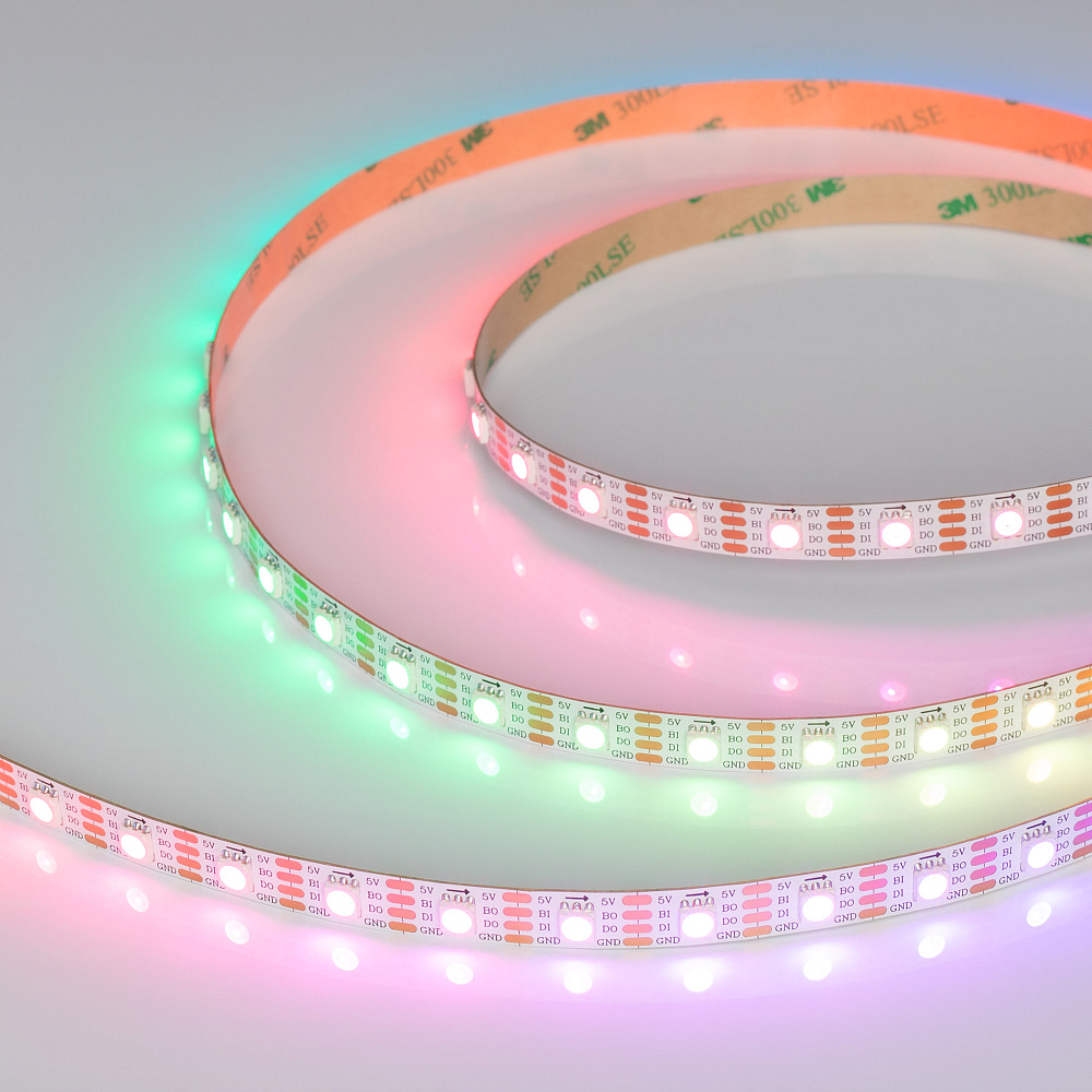 Arlight SPI B60 — Гибкая светодиодная лента — SPI_RGB [каналы: 180; протокол: SPI; питание, В: 5.0; ширина, мм: 10.0]