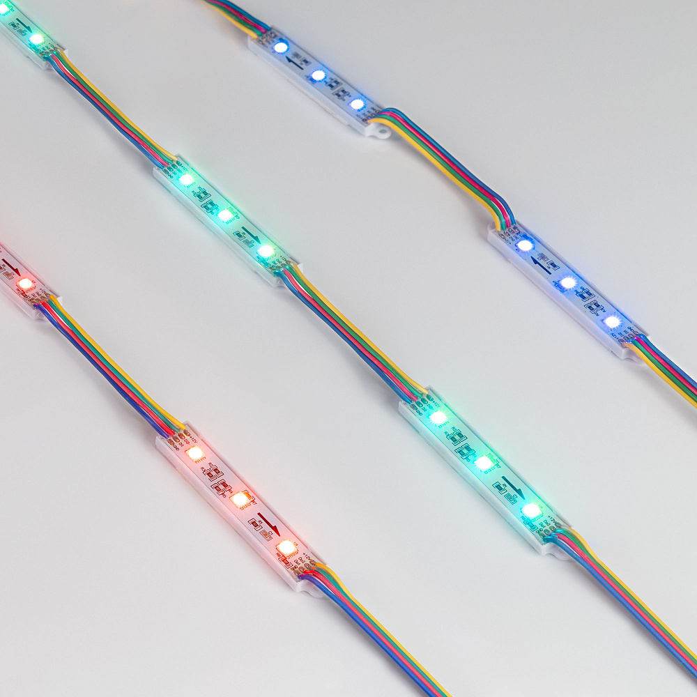 Arlight SPI-B3 — герметичные светодиодные модули, RGB, SMD 5060, 12 В, SPI, P9883, с разъёмом
