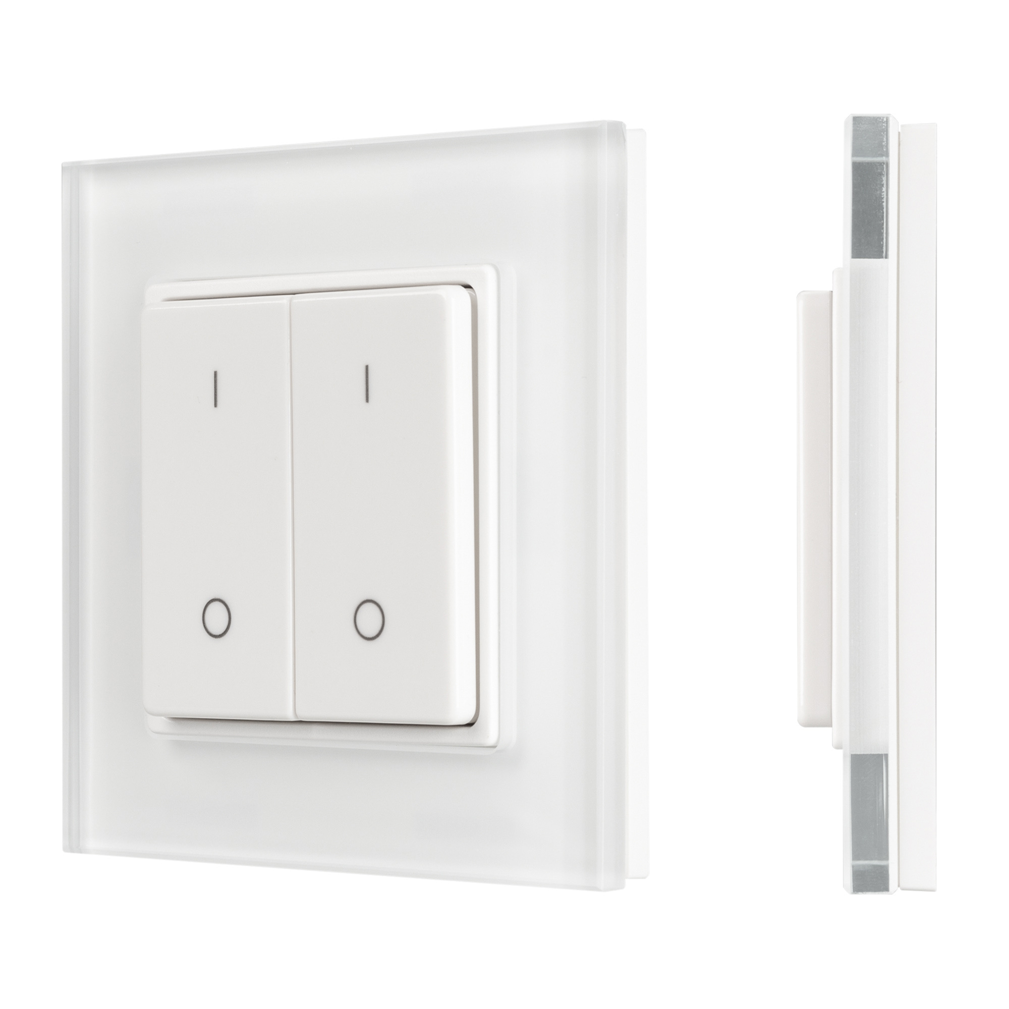 Arlight SMART-P47-DIM-G-SUF — Накладная кнопочная панель ШИМ 2 зоны 2.4G (стекло, монтажная база)