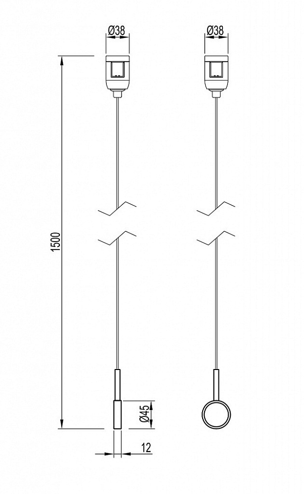 Arlight ART-APRIORI-HOLDER-HANG-TUBE-L1500 — Крепёж [APRIORI, тип крепления A, Ø38 мм, трос 1500 мм]