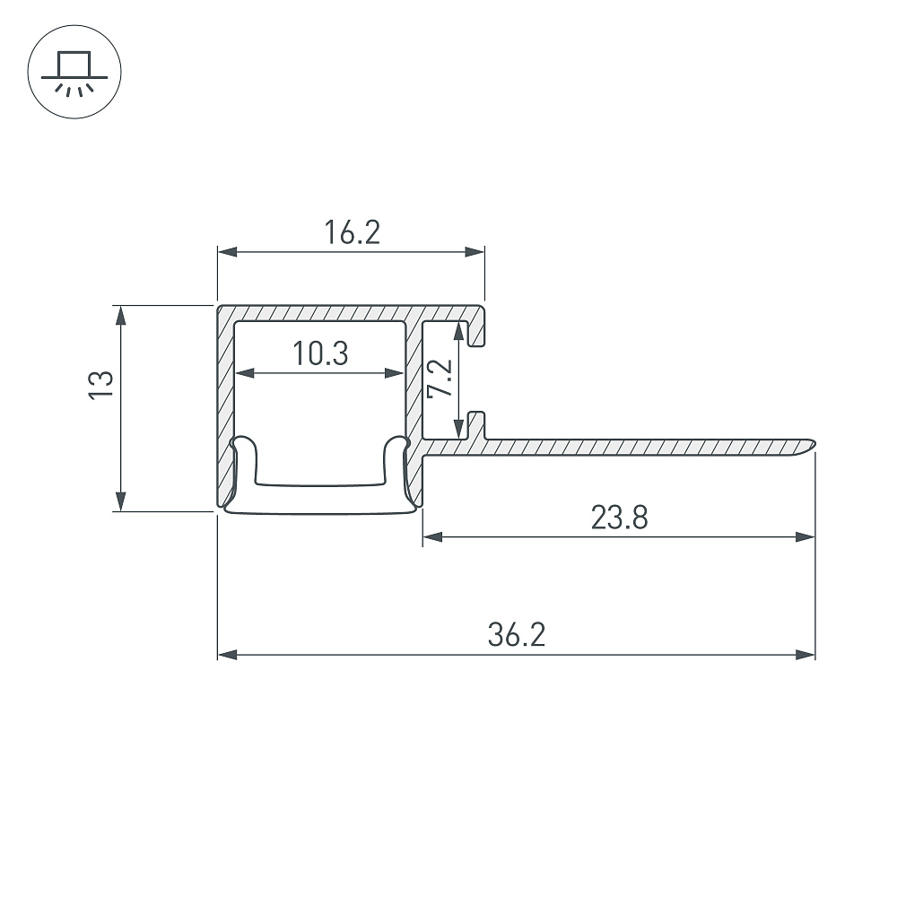 Arlight FANTOM-BENT-W12-TOP-EDGE — Профиль (с отдельным аксессуаром: Встраиваемый)
