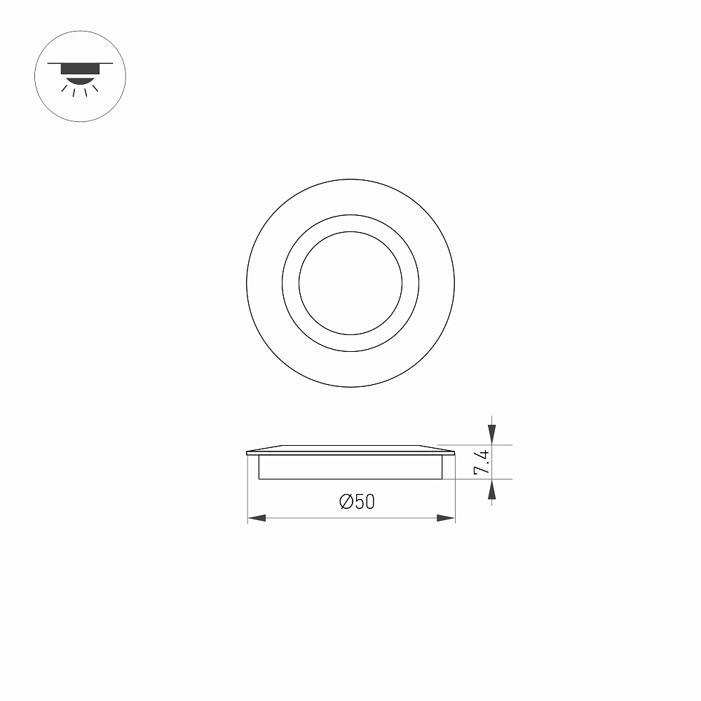 Arlight ART-DECK-CAP-FLAT-R50 — Декоративная плоская накладка для светильников DECK [Светильники серии DECK; диаметр 50 мм]