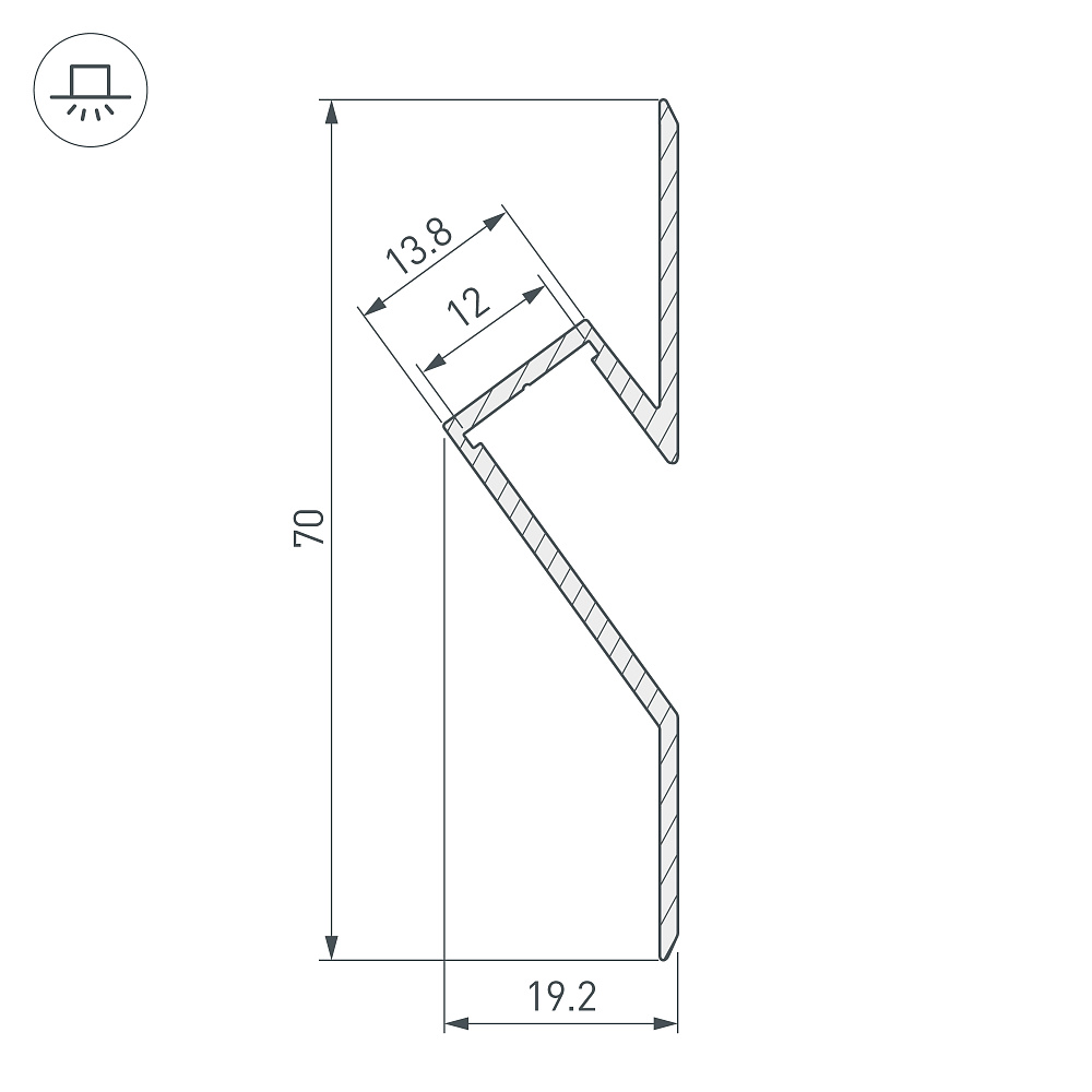 Arlight ARH-DECORE-S12-CAVE-F — Профиль (Встраиваемый)