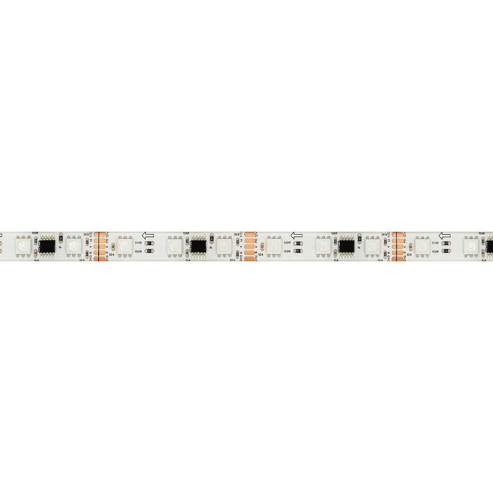 Arlight DMX B60 — Гибкая светодиодная лента — DMX_RGB [каналы: 60; исполнение: SE; протокол: DMX; герметизация: Силикон, заливка сверху прозр. округл. - SE; высота, мм: 4.0; питание, В: 12.0; ширина, мм: 10.0]