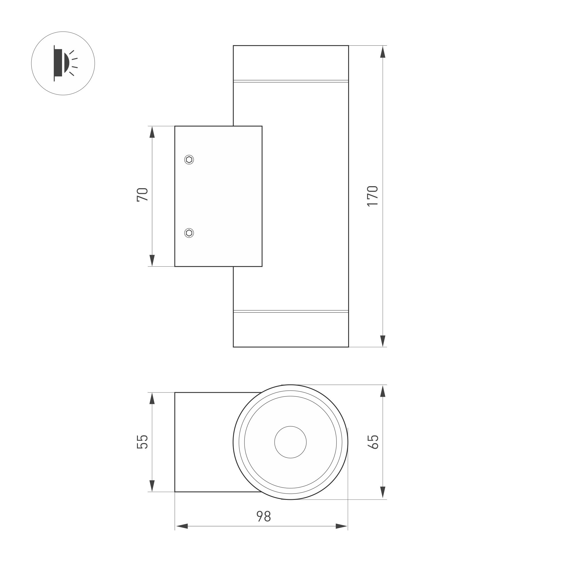 Светильник настенный LGD-RAY-TWIN-R65-2x9W Day4000 (Серый, 23 deg, 230V) (Arlight, IP65 Металл, 3 года)