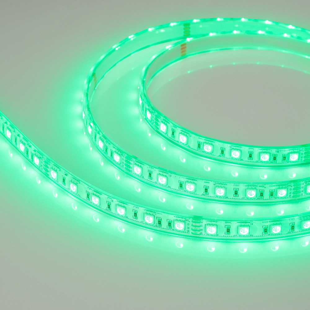 Arlight RTW B60 — Гибкая светодиодная лента — RGB [каналы: 3; исполнение: PU; герметизация: Полиуретан, прозр. прямоуг. -  PU; высота, мм: 5.6; питание, В: 24.0; ширина, мм: 12.5]