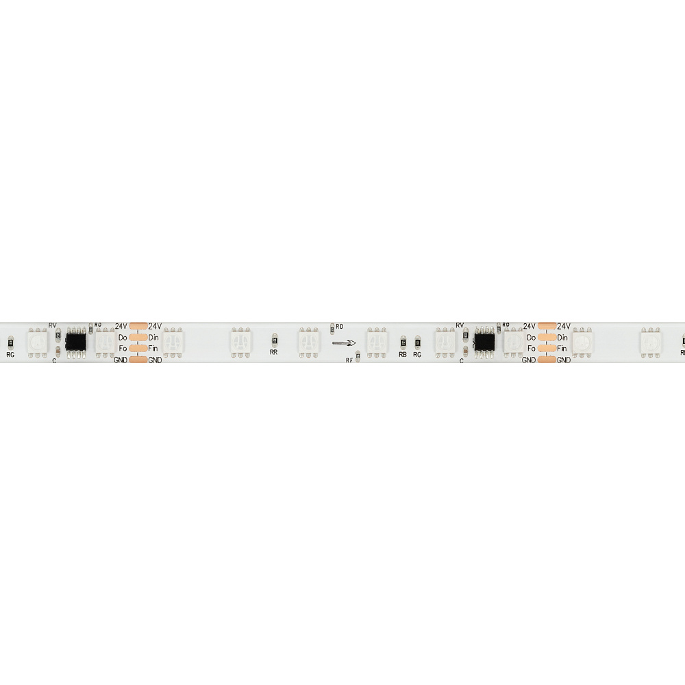 Arlight SPI B60 — Гибкая светодиодная лента — SPI_RGB [каналы: 30; исполнение: SE; протокол: SPI; герметизация: Силикон, заливка сверху прозр. округл. - SE; высота, мм: 4.0; питание, В: 24.0; ширина, мм: 10.0]