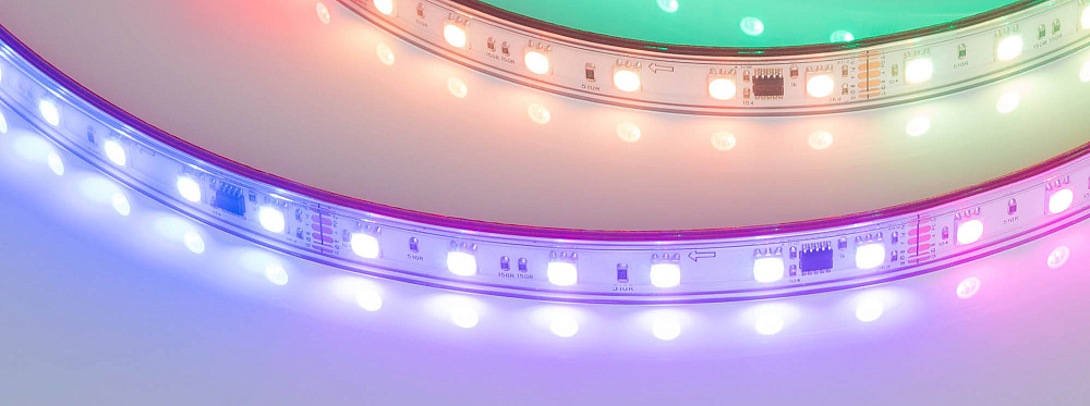 Arlight DMX B60 — Гибкая светодиодная лента — DMX_RGB [каналы: 30; исполнение: PS; протокол: DMX; герметизация: Силикон, экструзия прозр. прямоуг. - PS; высота, мм: 5.0; питание, В: 24.0; ширина, мм: 12.0]