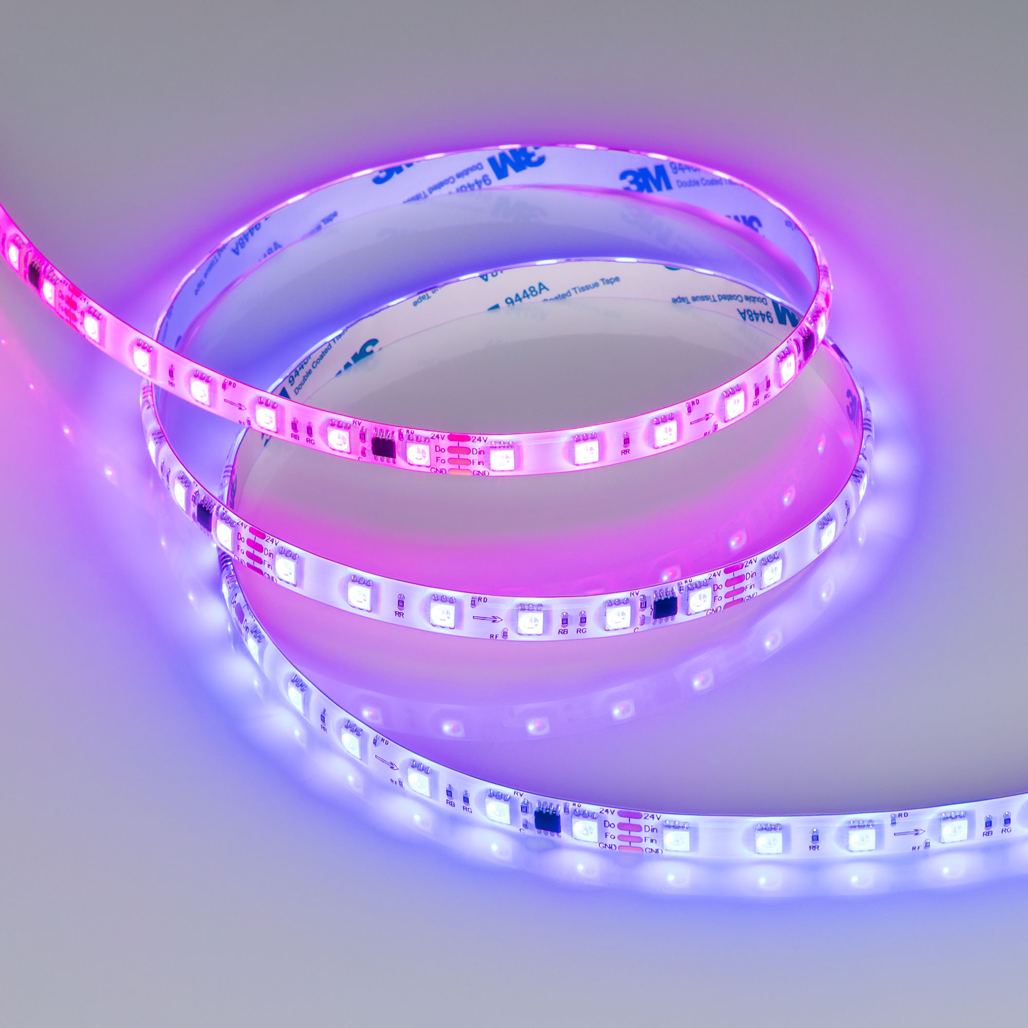 Arlight SPI B60 — Гибкая светодиодная лента — SPI_RGB [каналы: 30; исполнение: SE; протокол: SPI; герметизация: Силикон, заливка сверху прозр. округл. - SE; высота, мм: 4.0; питание, В: 24.0; ширина, мм: 10.0]
