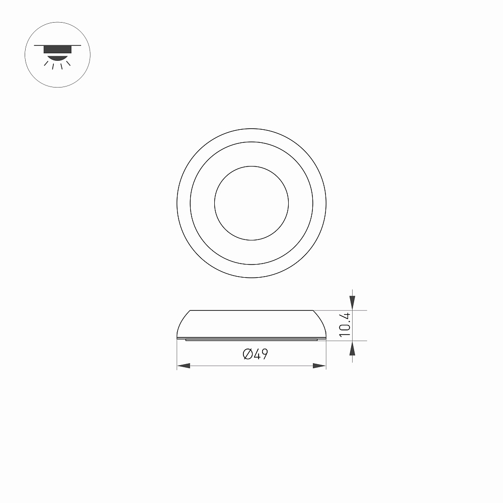 Arlight ART-DECK-CAP-DOME-R50 — Декоративная накладка-купол для светильников DECK [Светильники серии DECK; диаметр 49 мм]