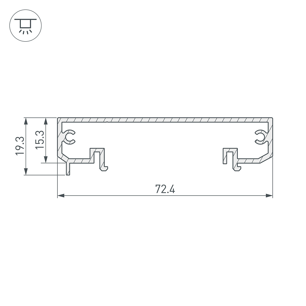 Arlight KLUS-POWER-W70-BASE — Профиль-держатель (Накладной) (с отдельным аксессуаром: Подвесной)