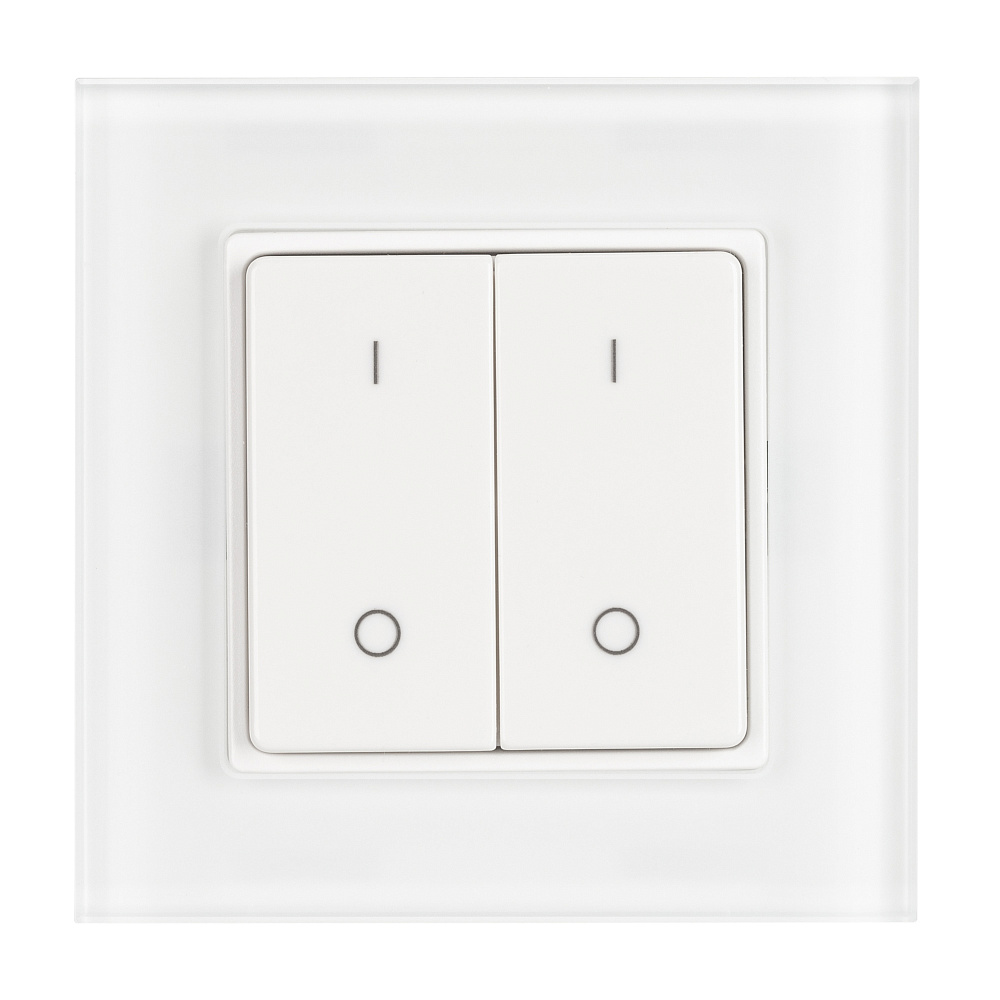 Arlight SMART-P47-DIM-G-SUF — Накладная кнопочная панель ШИМ 2 зоны 2.4G (стекло, монтажная база)