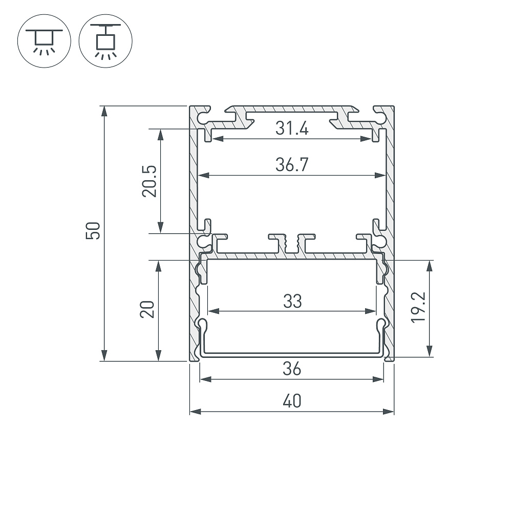 Arlight SL-LINE-4050-3L — Профиль (Накладной) (с отдельным аксессуаром: Подвесной)