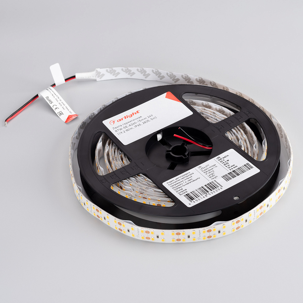 Arlight RTW A240 — Гибкая светодиодная лента — MONO [каналы: 1; исполнение: SE; герметизация: Силикон, заливка сверху прозр. округл. - SE; высота, мм: 2.6; питание, В: 24.0; ширина, мм: 15.0]