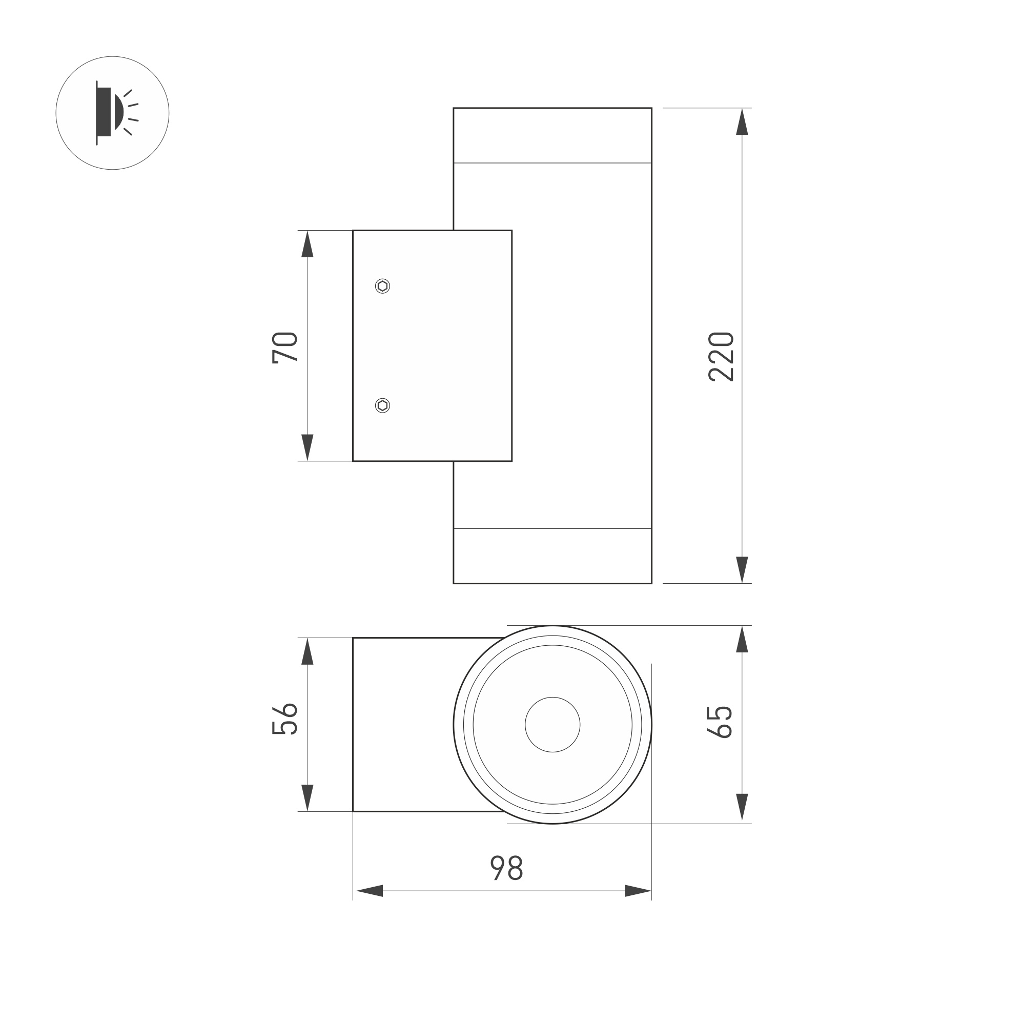 Светильник LGD-RAY-WALL-TWIN-R65-2x12W Day4000 (Серый, 6 deg, 230V) (Arlight, IP65 Металл, 3 года)