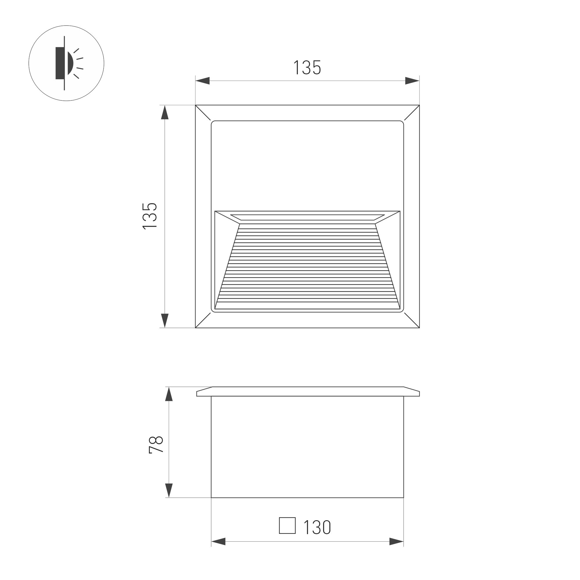 Светильник встраиваемый LTD-RIBONIK-S135x135-5W Warm3000 (Черный, 50 deg, 230V) (Arlight, IP65 Металл, 5 лет)