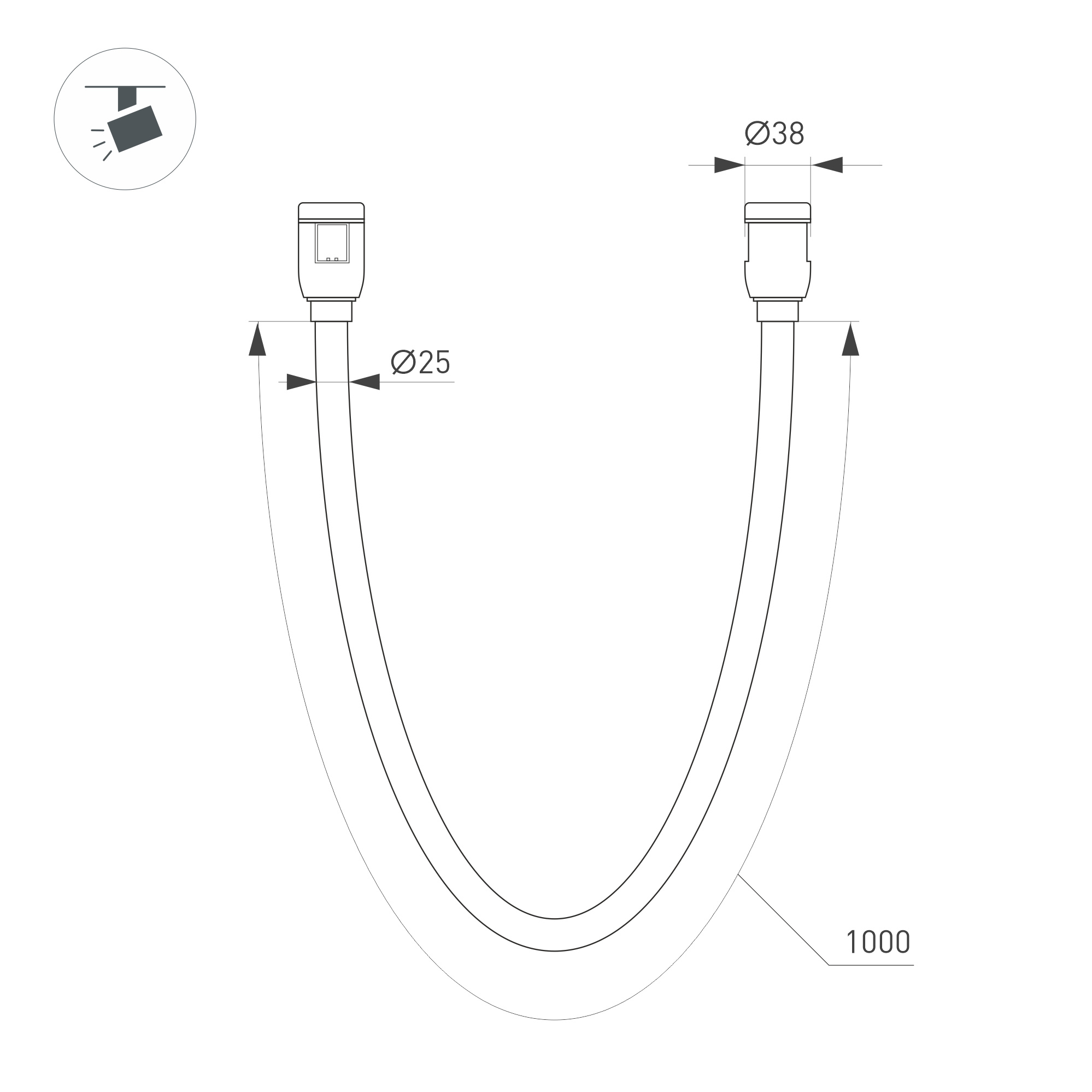 Светильник ART-APRIORI-TUBE-ELASTIC-R38-L1000-12W Warm3000 (Черный, 360 deg, 48V) (Arlight, -)