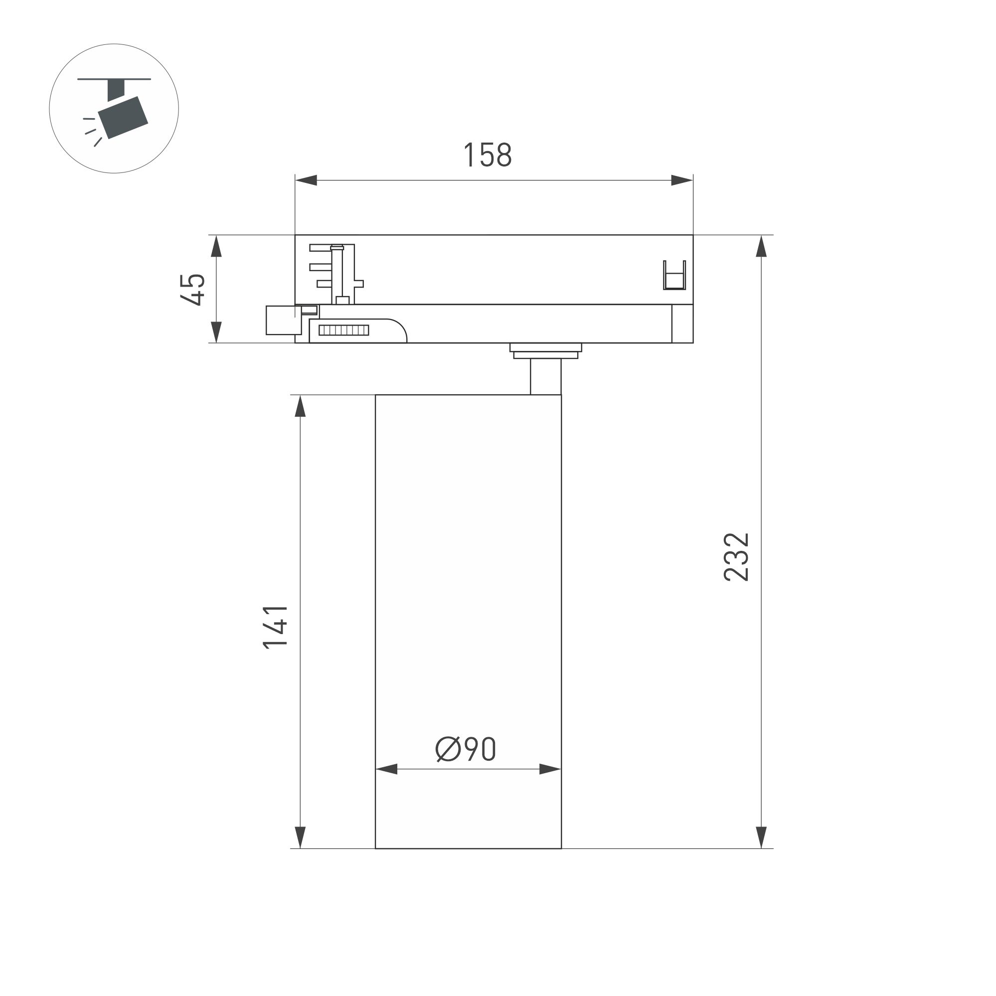 Светильник LGD-GERA-4TR-R90-30W Warm SP2900-Meat (BK, 36 deg, 230V) (Arlight, IP20 Металл, 5 лет)
