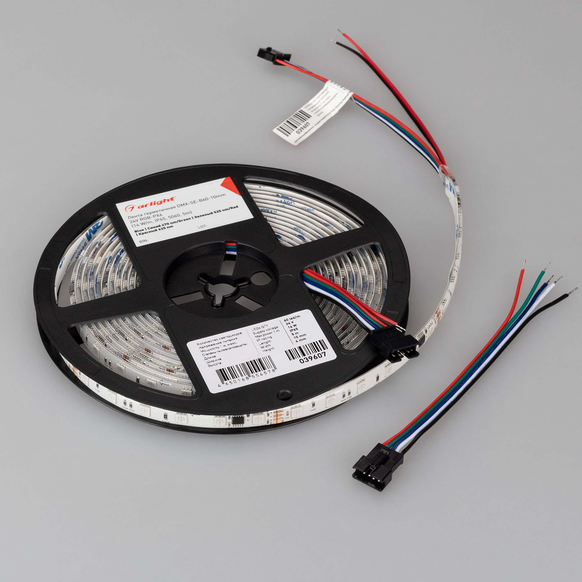 Лента герметичная DMX-SE-B60-10mm 24V RGB-PX6 (14 W/m, IP65, 5m) (Arlight, -)