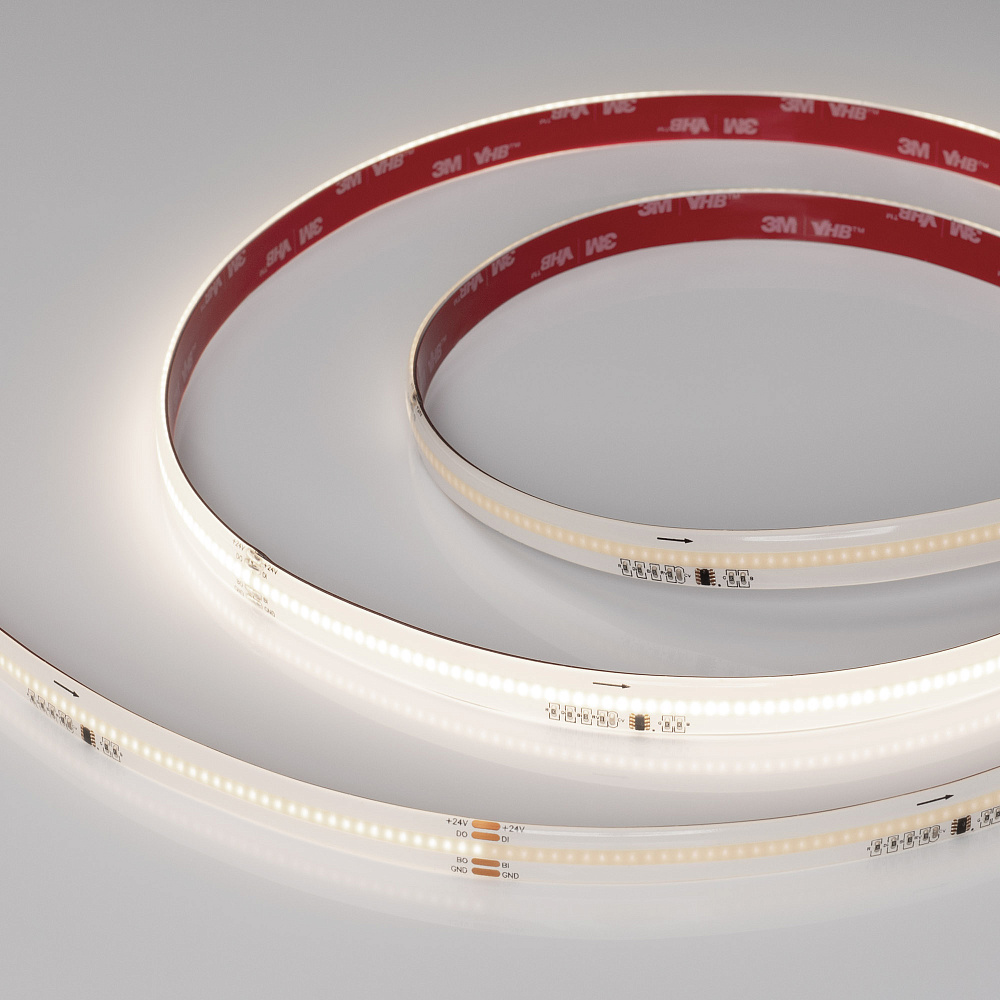Arlight SPI COB X378 — Гибкая светодиодная лента — SPI_MONO [каналы: 18; IC: WS2818B; исполнение: SE; протокол: SPI; герметизация: Силикон, заливка сверху прозр. округл. - SE; высота, мм: 4.0; питание, В: 24.0; ширина, мм: 12.0]