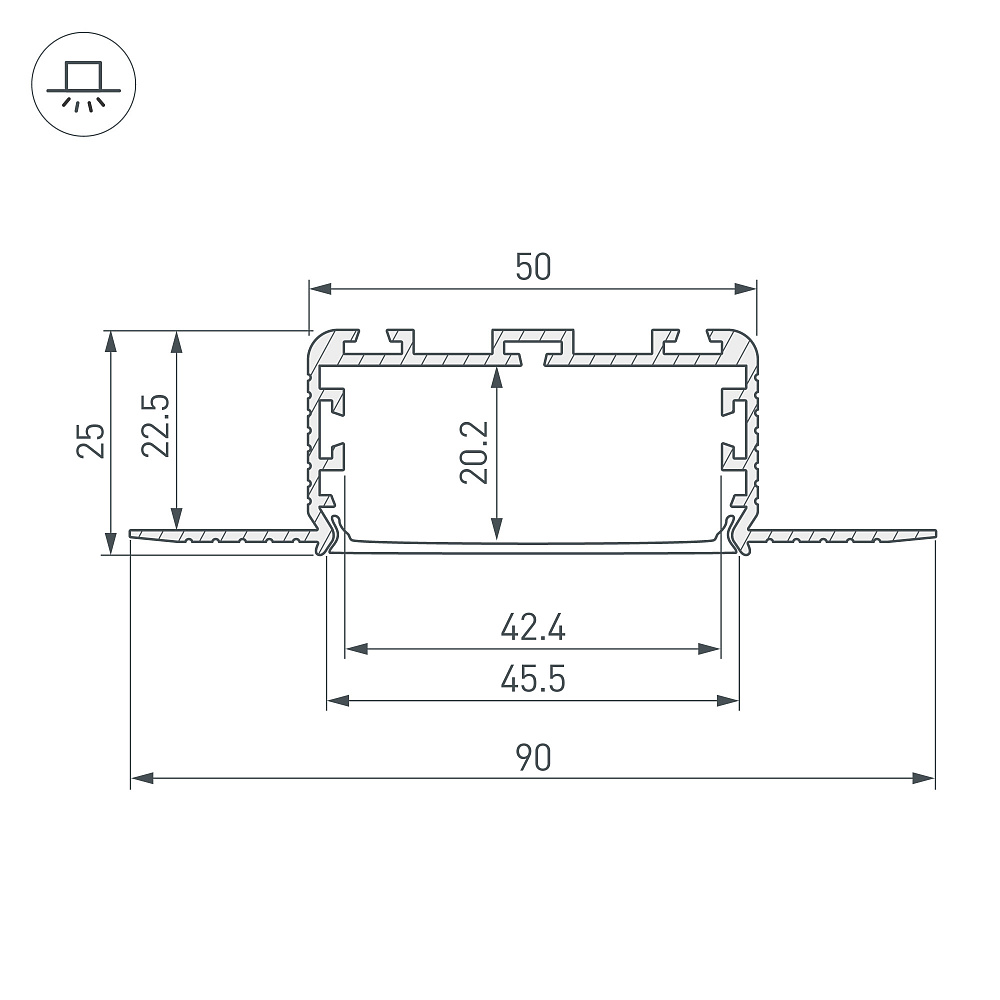 Arlight KLUS-POWER-W50H25-F-HIDE — Профиль (Встраиваемый)