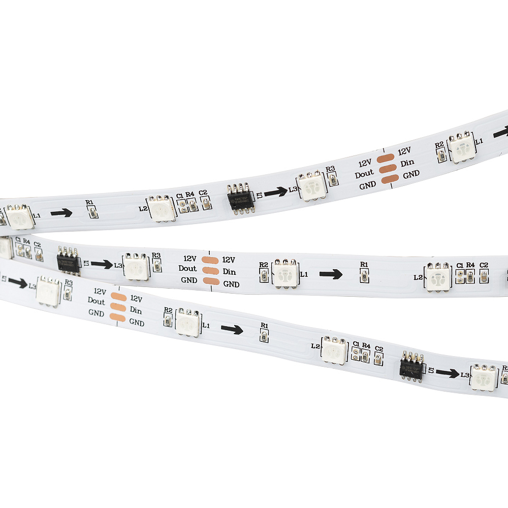 Arlight SPI B30 — Гибкая светодиодная лента — SPI_RGB [каналы: 30; протокол: SPI; питание, В: 12.0; ширина, мм: 10.0]