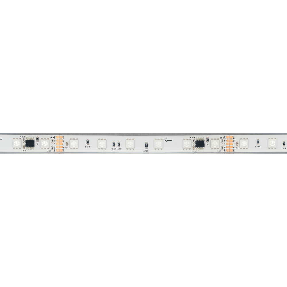 Arlight DMX B60 — Гибкая светодиодная лента — DMX_RGB [каналы: 30; исполнение: PFS; протокол: DMX; герметизация: Силикон, экструзия прозр. прямоуг. - PFS; высота, мм: 5.0; питание, В: 24.0; ширина, мм: 12.0]