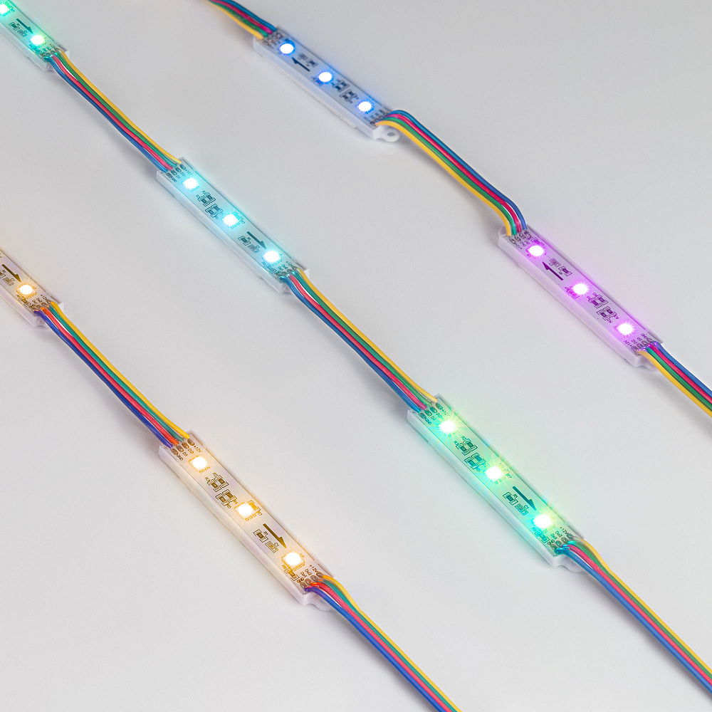 Arlight SPI-B3 — герметичные светодиодные модули, RGB, SMD 5060, 12 В, SPI, P9883, с разъёмом
