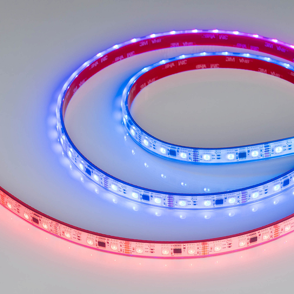 Arlight DMX B60 — Гибкая светодиодная лента — DMX_RGB [каналы: 60; исполнение: PS; протокол: DMX; герметизация: Силикон, экструзия прозр. прямоуг. - PS; высота, мм: 5.0; питание, В: 12.0; ширина, мм: 12.0]