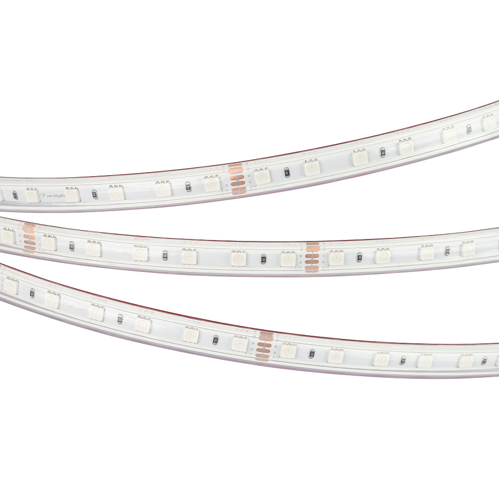 Arlight RTW B60 — Гибкая светодиодная лента — RGB [каналы: 3; исполнение: PS; герметизация: Силикон, экструзия прозр. прямоуг. - PS; высота, мм: 5.0; питание, В: 24.0; ширина, мм: 12.0]