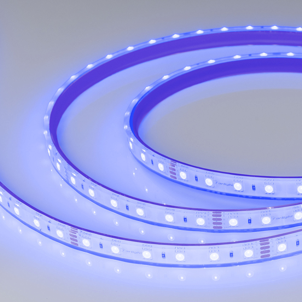 Arlight RTW B60 — Гибкая светодиодная лента — RGB [каналы: 3; исполнение: PFS; герметизация: Силикон, экструзия прозр. прямоуг. - PFS; высота, мм: 5.5; питание, В: 24.0; ширина, мм: 13.0]