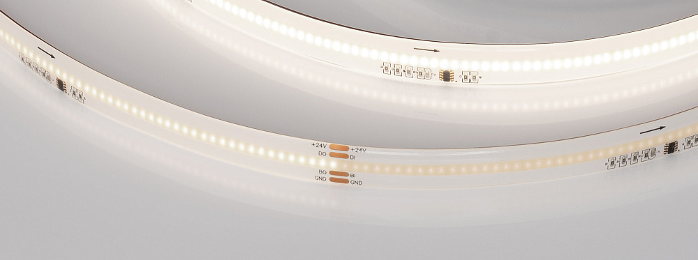 Arlight SPI COB X378 — Гибкая светодиодная лента — SPI_MONO [каналы: 18; IC: WS2818B; исполнение: SE; протокол: SPI; герметизация: Силикон, заливка сверху прозр. округл. - SE; высота, мм: 4.0; питание, В: 24.0; ширина, мм: 12.0]