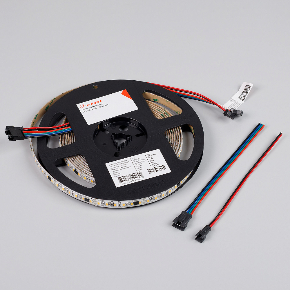 Arlight SPI A120 — Гибкая светодиодная лента — SPI_MONO [каналы: 60; исполнение: SE; протокол: SPI; герметизация: Силикон, заливка сверху прозр. округл. - SE; высота, мм: 2.4; питание, В: 24.0; ширина, мм: 10.0]