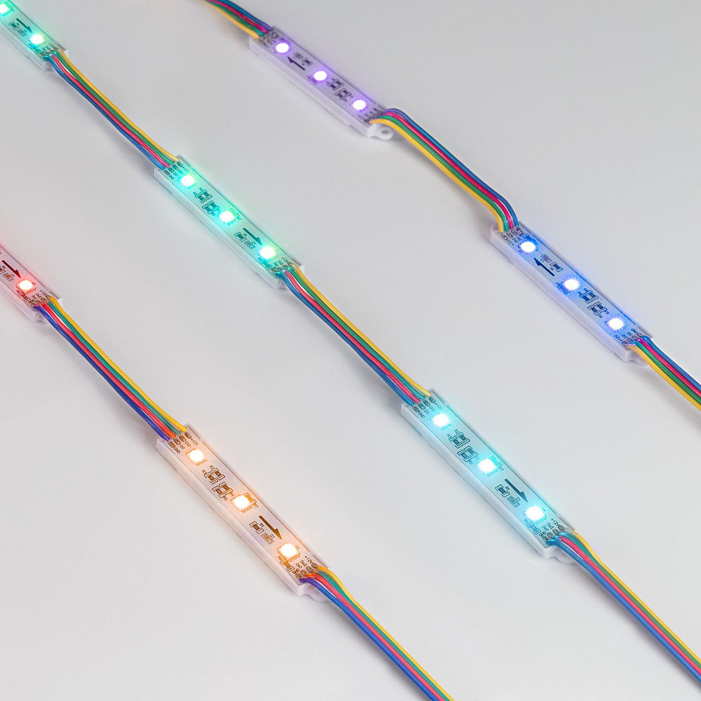Arlight SPI-B3 — герметичные светодиодные модули, RGB, SMD 5060, 12 В, SPI, P9883, с разъёмом