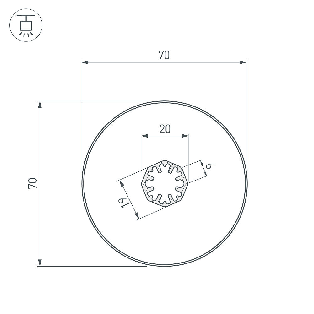 Arlight SL-ROUND-D70-360deg — Профиль (Подвесной)