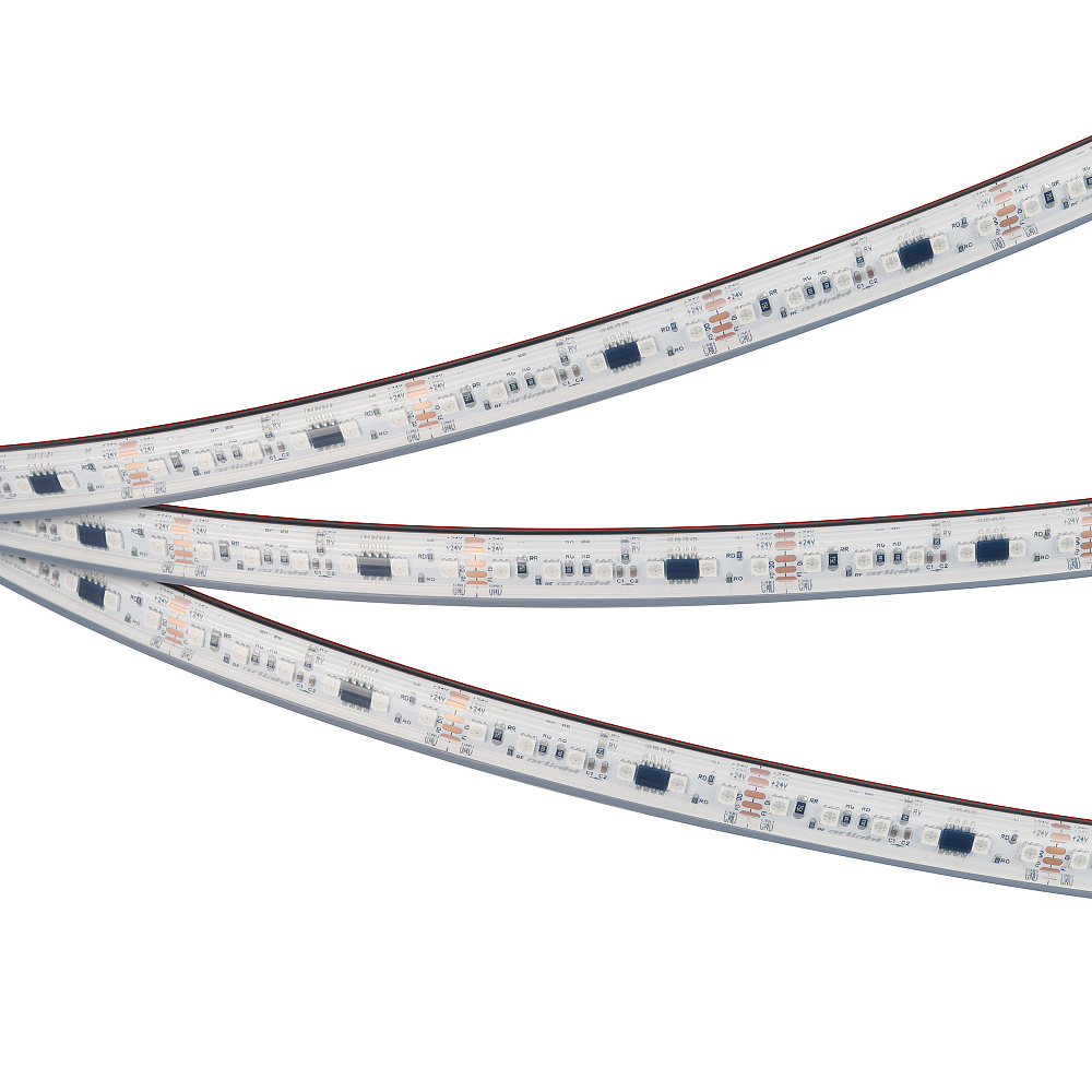 Arlight SPI A120 — Гибкая светодиодная лента — SPI_RGB [каналы: 60; исполнение: PS; протокол: SPI; герметизация: Силикон, экструзия прозр. прямоуг. - PS; высота, мм: 5.0; питание, В: 24.0; ширина, мм: 12.0]