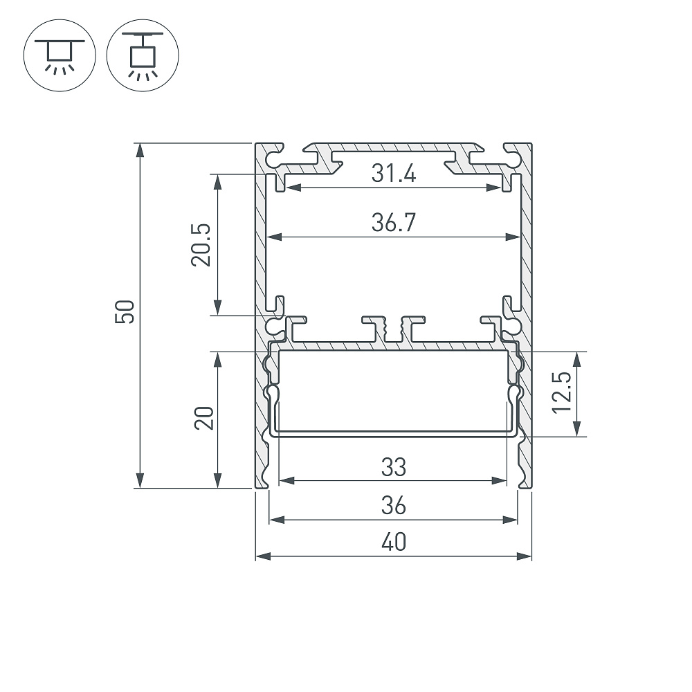 Arlight SL-LINE-4050-3L — Профиль (Накладной) (с отдельным аксессуаром: Подвесной)