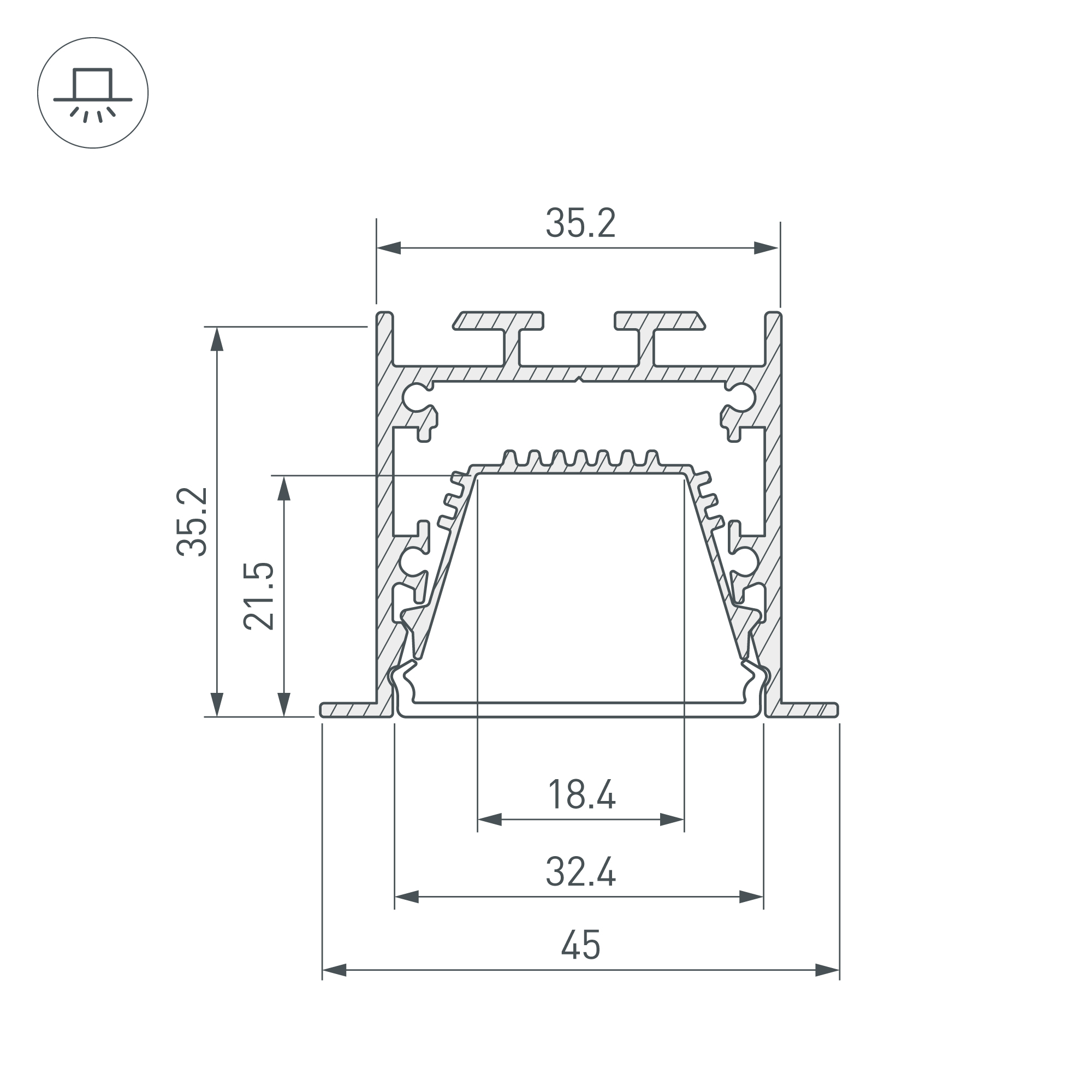 Arlight LINIA45-F-TRAY — Профиль (Встраиваемый)