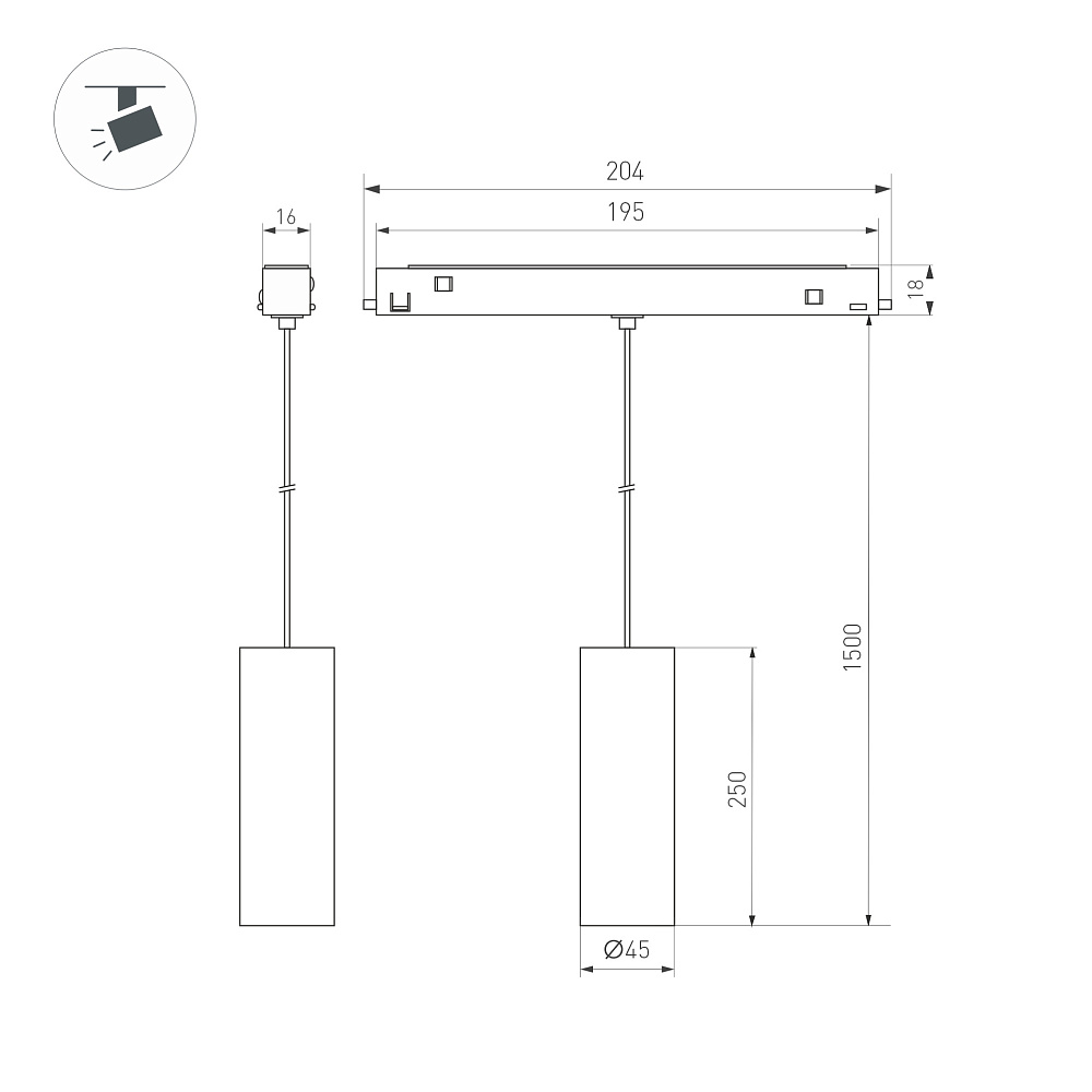 MAG-ORIENT-SPOT-HANG — светильник — Трековый — MAG-ORIENT; 48V