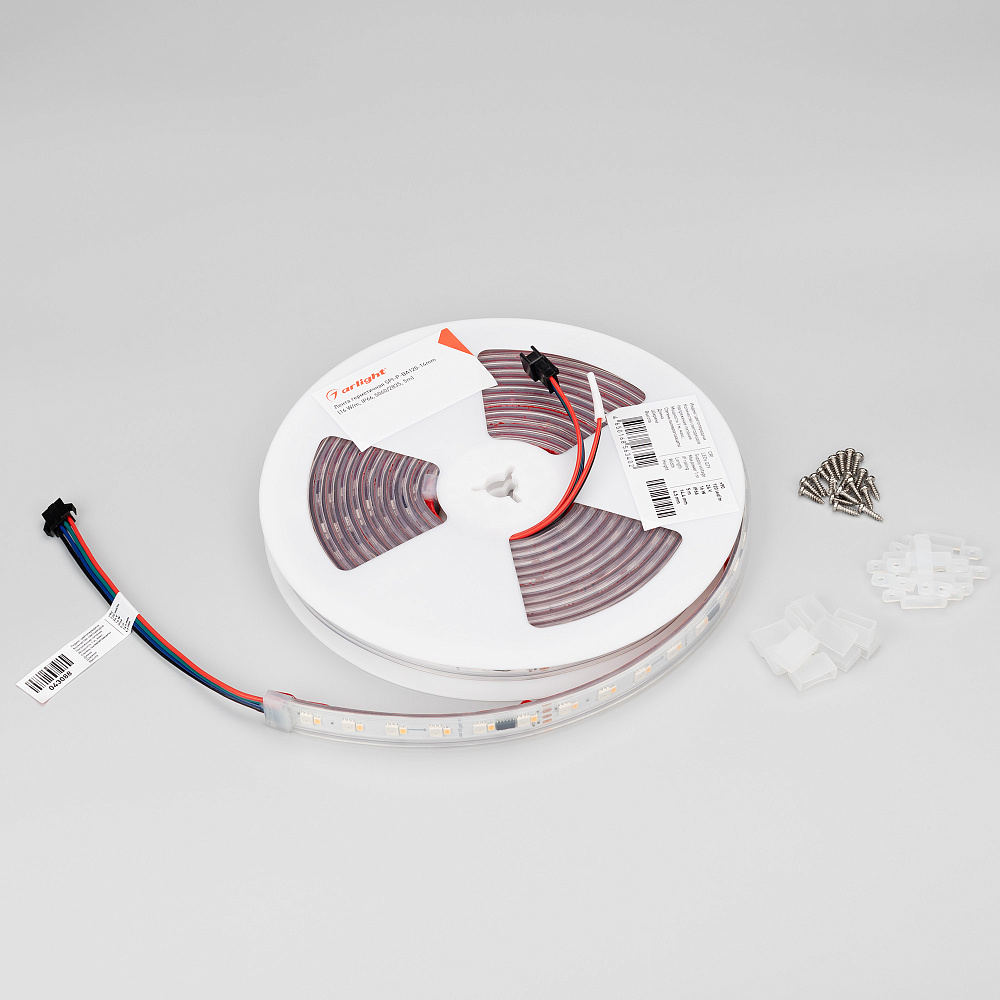 Arlight SPI BA120 — Гибкая светодиодная лента — SPI_RGBW [каналы: 40; исполнение: P; протокол: SPI; герметизация: Силикон, трубка прозр. прямоуг. - P; высота, мм: 4.5; питание, В: 24.0; ширина, мм: 14.4]