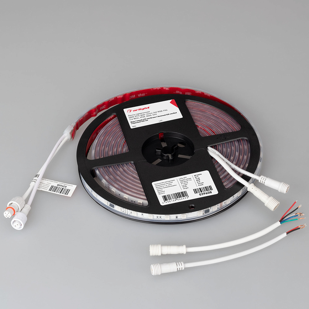 Arlight DMX B60 — Гибкая светодиодная лента — DMX_RGB [каналы: 30; исполнение: PFS; протокол: DMX; герметизация: Силикон, экструзия прозр. прямоуг. - PFS; высота, мм: 5.0; питание, В: 24.0; ширина, мм: 12.0]