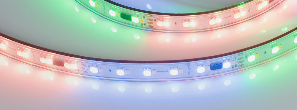 Arlight SPI BA120 — Гибкая светодиодная лента — SPI_RGBW [каналы: 40; исполнение: P; протокол: SPI; герметизация: Силикон, трубка прозр. прямоуг. - P; высота, мм: 4.5; питание, В: 24.0; ширина, мм: 14.4]
