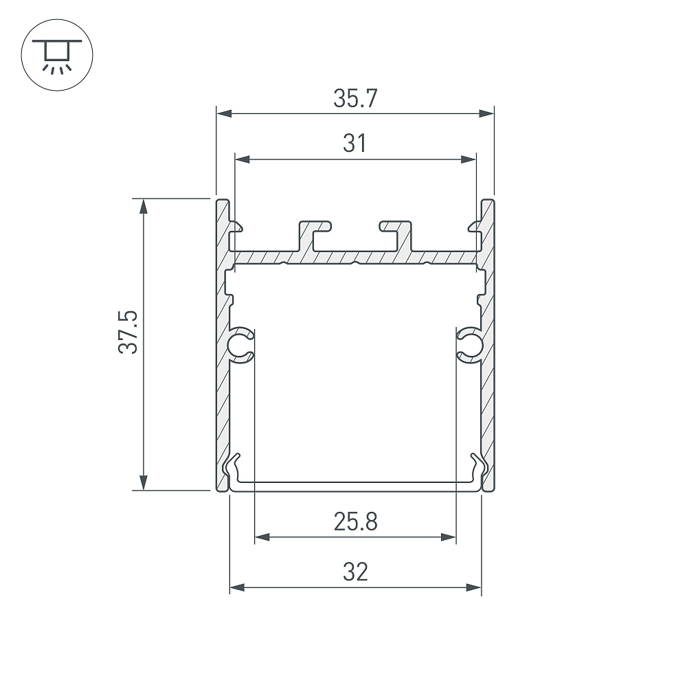 Arlight SL-LINE-3638-LW — Профиль (Накладной) (с отдельным аксессуаром: Подвесной)