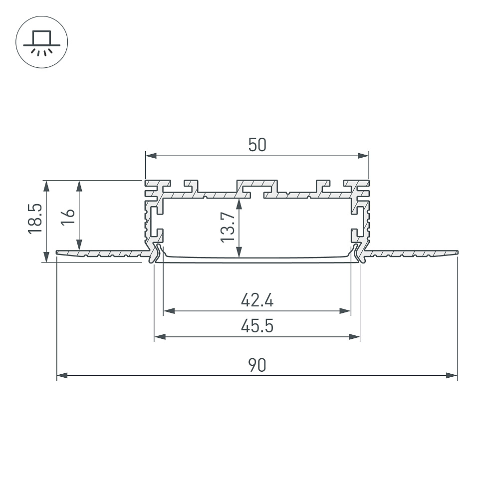 Arlight KLUS-POWER-W50H16-F-HIDE — Профиль (Встраиваемый)