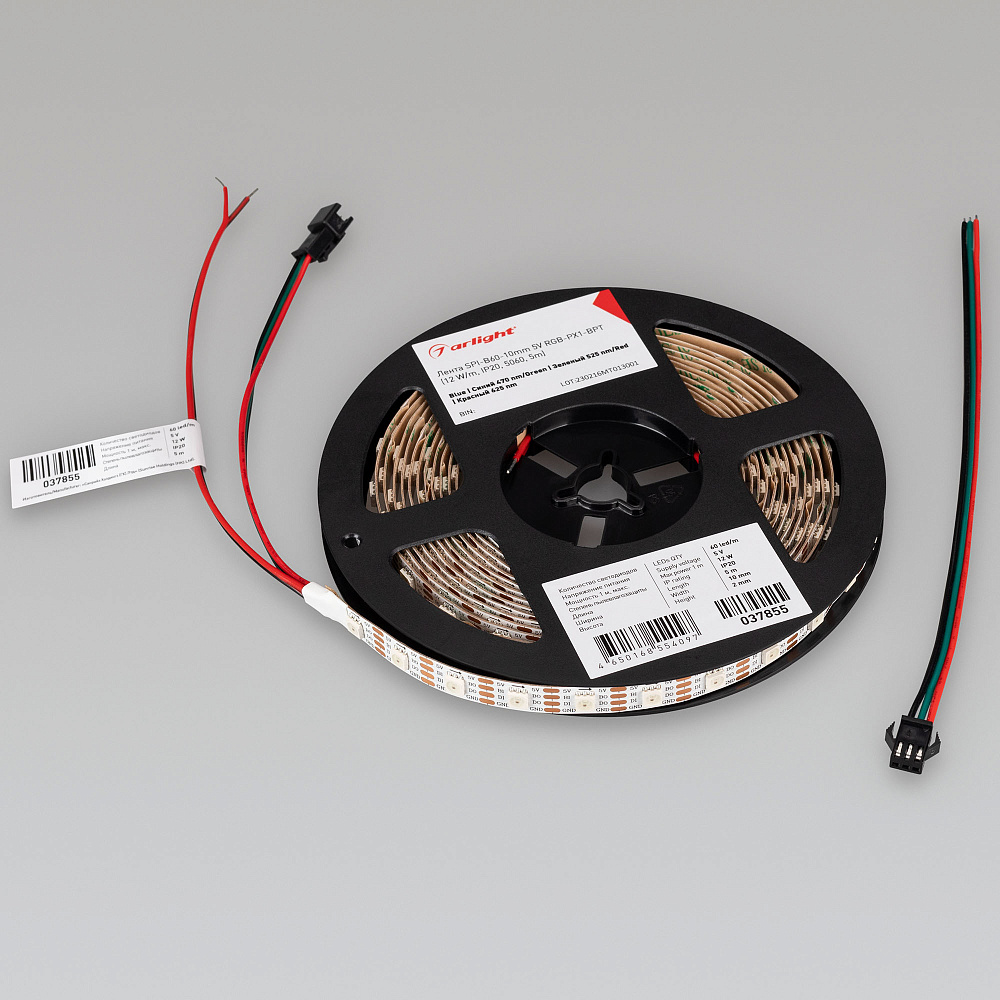 Arlight SPI B60 — Гибкая светодиодная лента — SPI_RGB [каналы: 180; протокол: SPI; питание, В: 5.0; ширина, мм: 10.0]