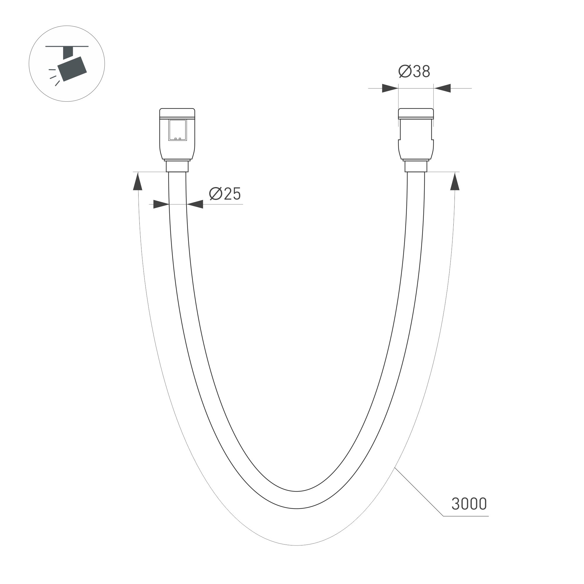 Светильник ART-APRIORI-TUBE-ELASTIC-R38-L3000-36W Warm3000 (Черный, 360 deg, 48V) (Arlight, IP20 Металл, 3 года)
