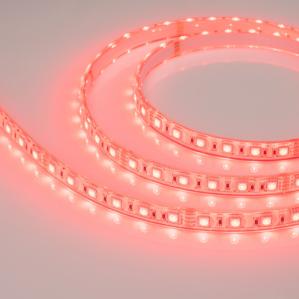 Arlight RTW B60 — Гибкая светодиодная лента — RGB [каналы: 3; исполнение: PU; герметизация: Полиуретан, прозр. прямоуг. -  PU; высота, мм: 5.6; питание, В: 24.0; ширина, мм: 12.5]