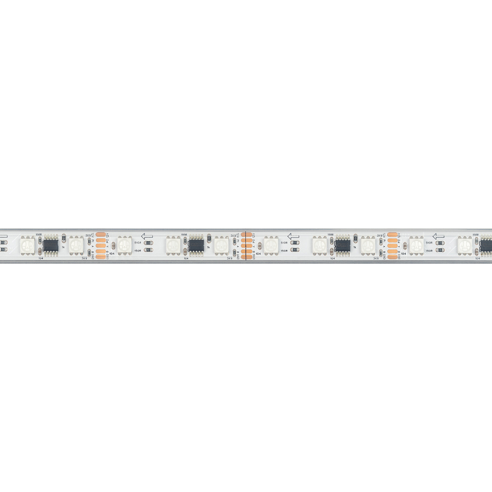 Arlight DMX B60 — Гибкая светодиодная лента — DMX_RGB [каналы: 60; исполнение: PS; протокол: DMX; герметизация: Силикон, экструзия прозр. прямоуг. - PS; высота, мм: 5.0; питание, В: 12.0; ширина, мм: 12.0]