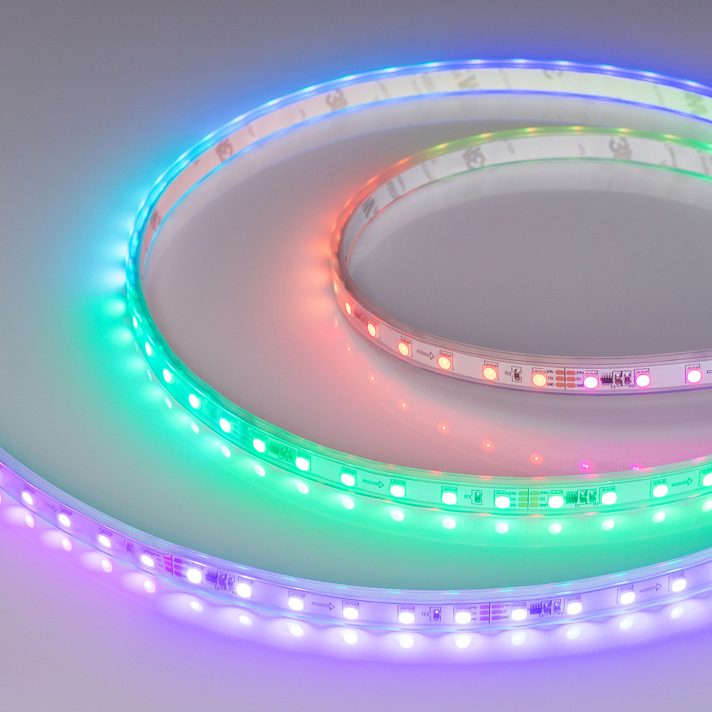Arlight SPI F72 — Гибкая светодиодная лента — SPI_RGB [каналы: 36; исполнение: P; протокол: SPI; герметизация: Силикон, трубка прозр. прямоуг. - P; высота, мм: 4.0; питание, В: 24.0; ширина, мм: 11.0]