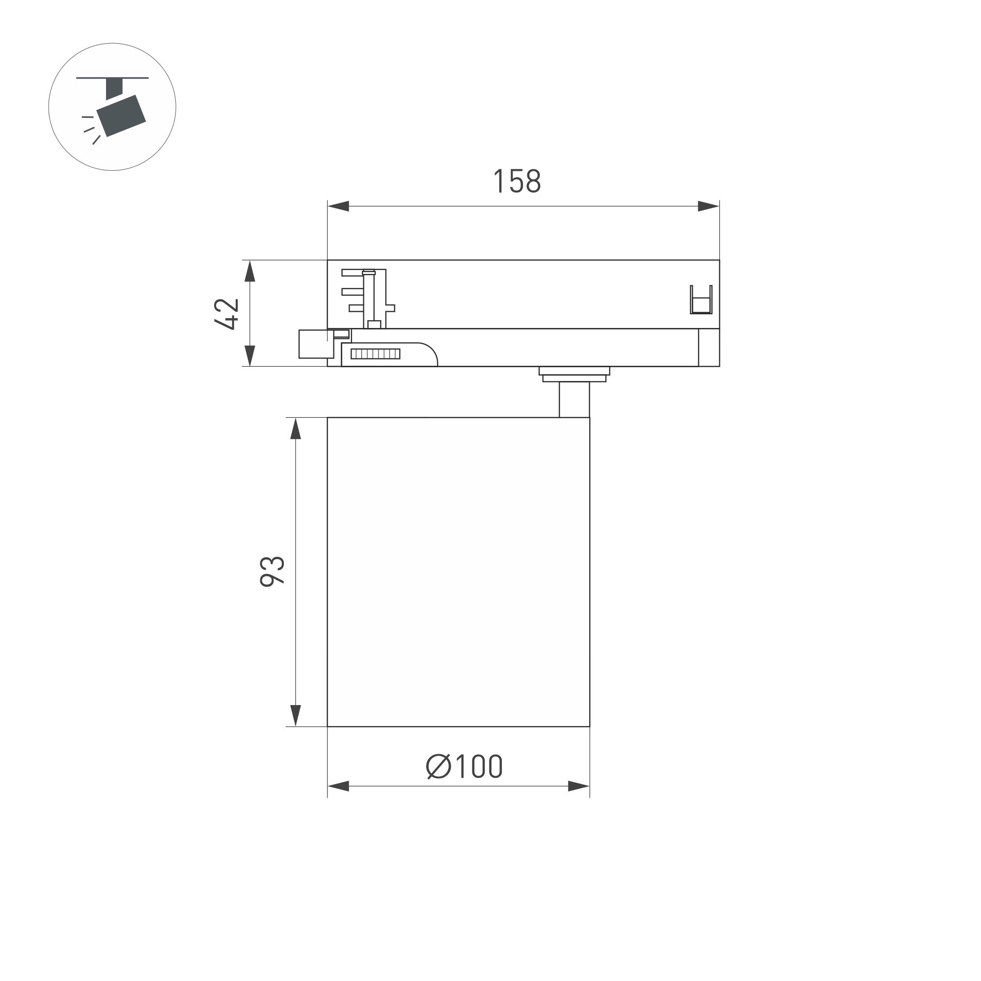 Светильник LGD-DYKE-4TR-R100-36W Warm3000 (BK, 38 deg, 230V) (Arlight, IP20 Металл, 5 лет)